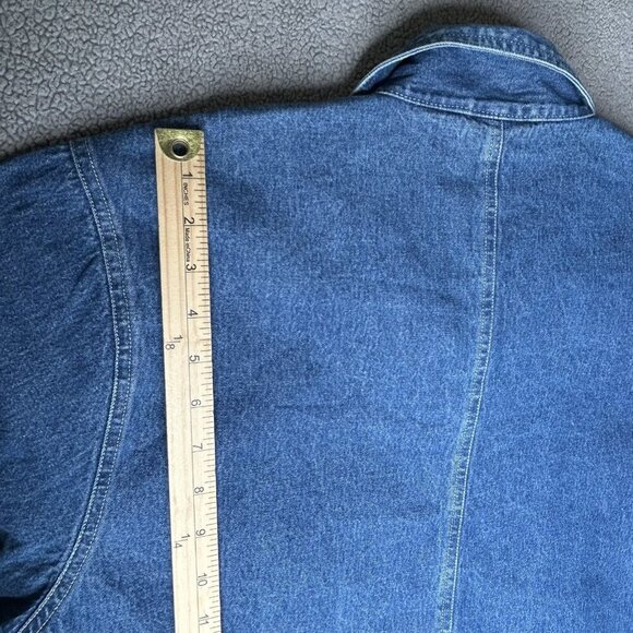 Erika & Co Jacket Womens Large Denim Button Front Utility Chore Pockets Vintage - Picture 10 of 11